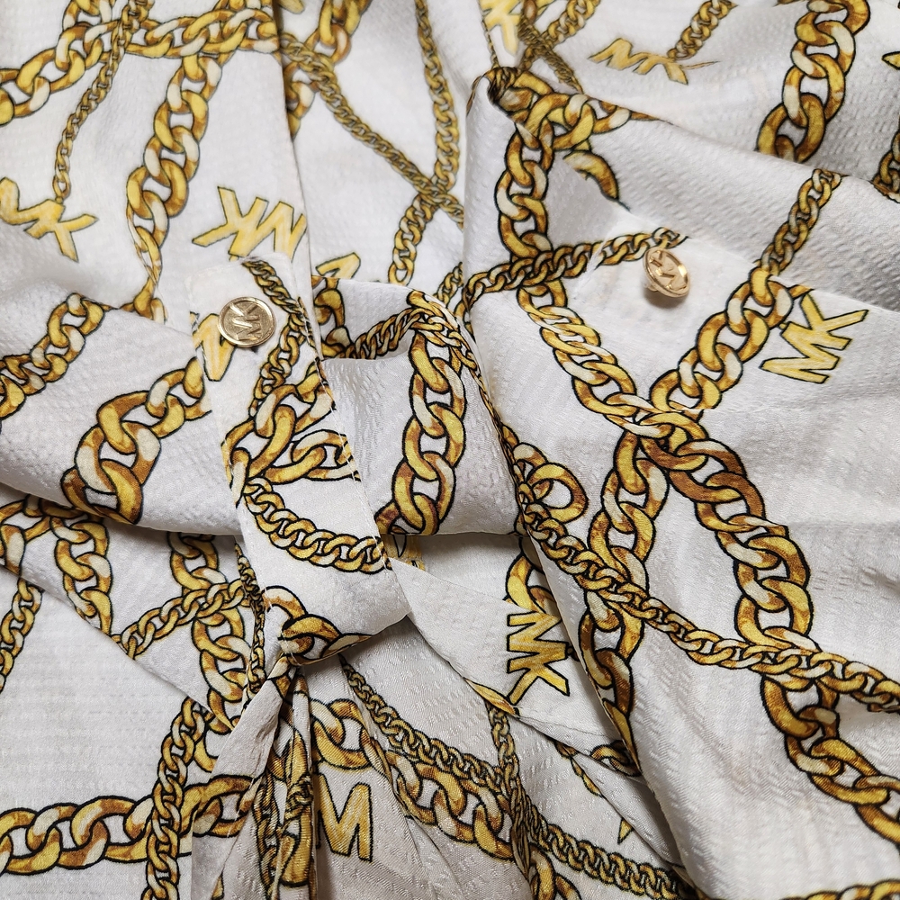 Michael Kors White and Gold Button Down Shirt - Picture 9 of 9